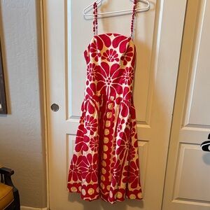 FARM Rio Palermo Drop Waist Red and White Floral Dress Size XL